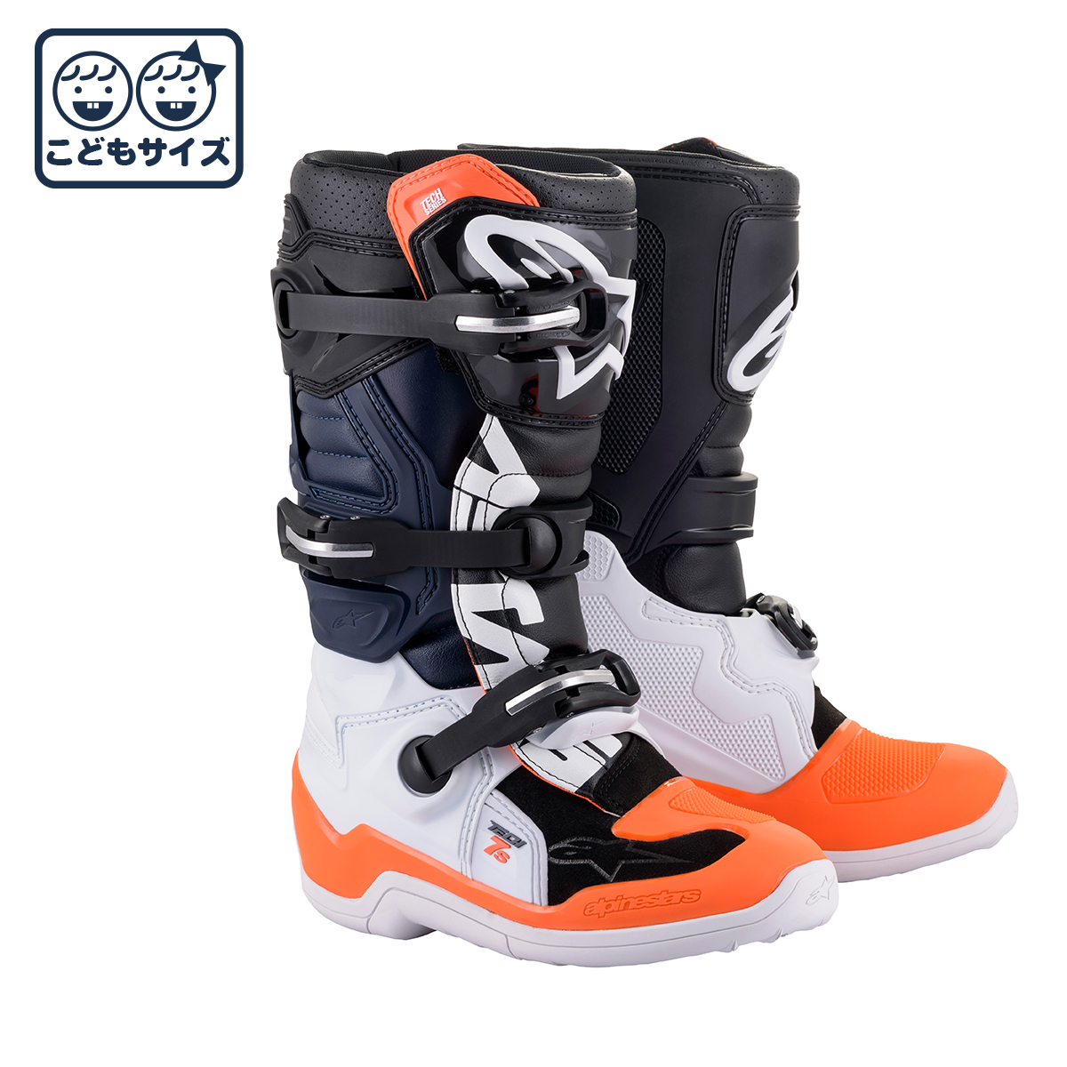 Alpinestars ユース TECH7S ブラック/ホワイト/オレンジフロー