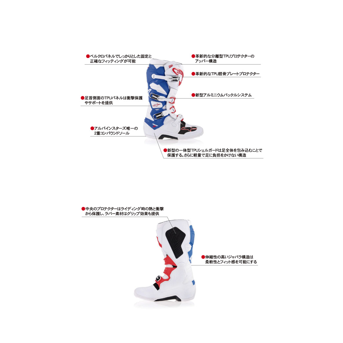 Alpinestars TECH7 ブーツ ホワイト/ブラック| Dirtbikeplus