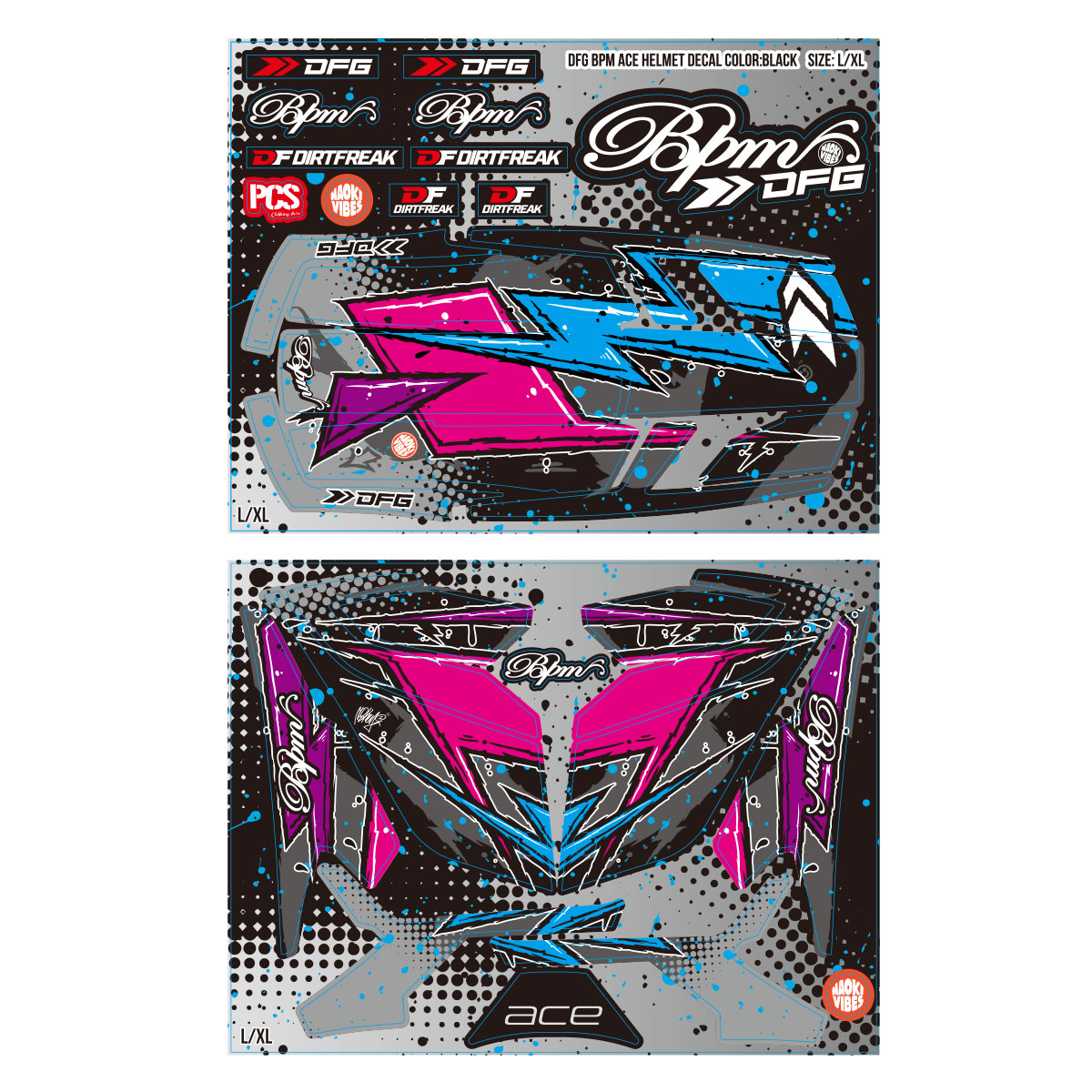DFG ヘルメットデカール BPMブラック| Dirtbikeplus (ダート