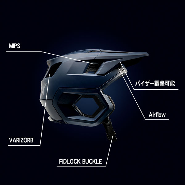 Fox Bike ドロップフレームプロ ヘルメット ネイビー Dirtbikeplus ダートバイクプラス