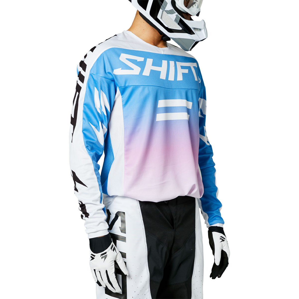 未使用タグ付✨ルフィル ハイストレッチポンチジャージートップス パープル SHIFT ホワイトレーベル ジャージ フェード アシッドブルー