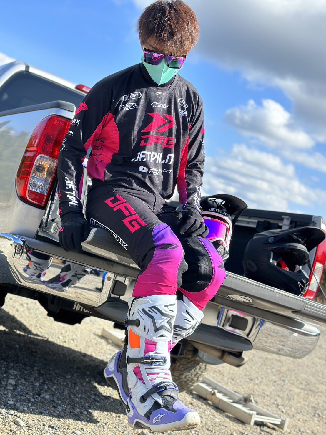 ワークスジャージ CHAMPブラック/ピンク　ライダーレビュー製品写真