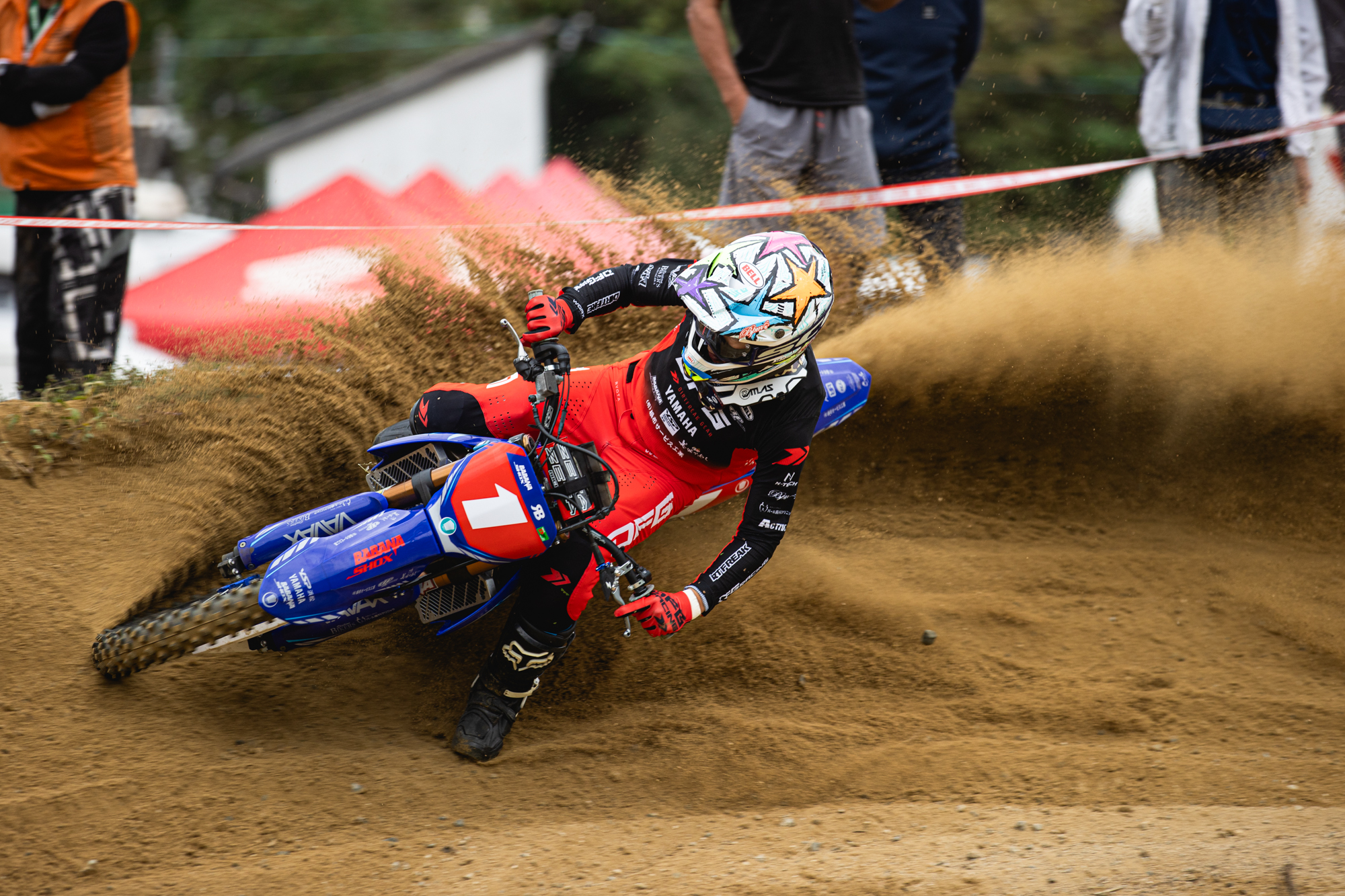 ワークスパンツ BPMニューエイジ レッド/ネイビー　ライダーレビュー製品写真