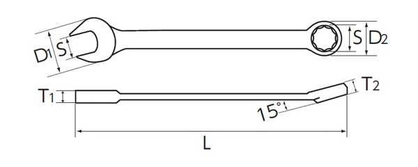 コンビネーションレンチ 寸法図