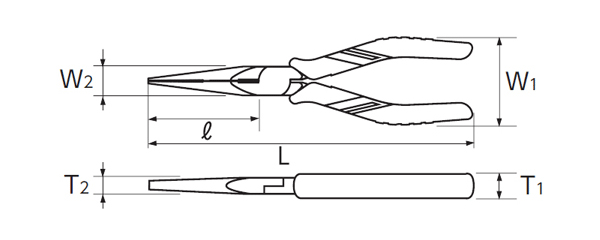 ラジオペンチ（スタンダードタイプ）寸法図